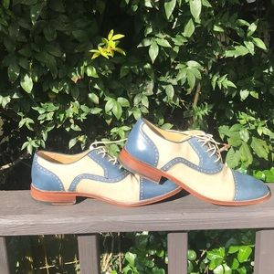 Blue Beige oxford style shoes